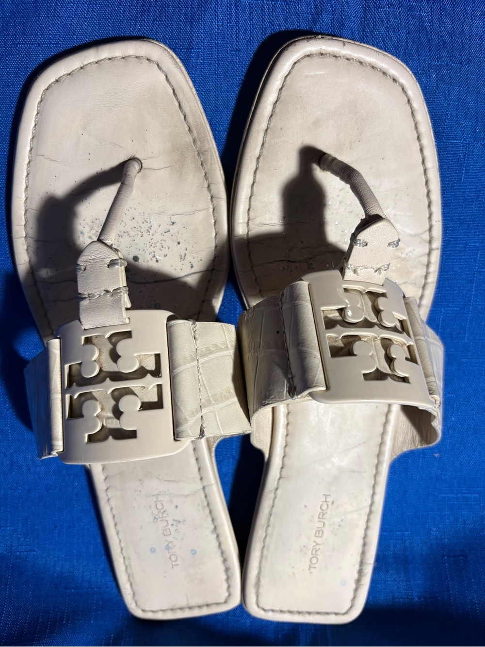 Tory Burch cream soft thong sandals